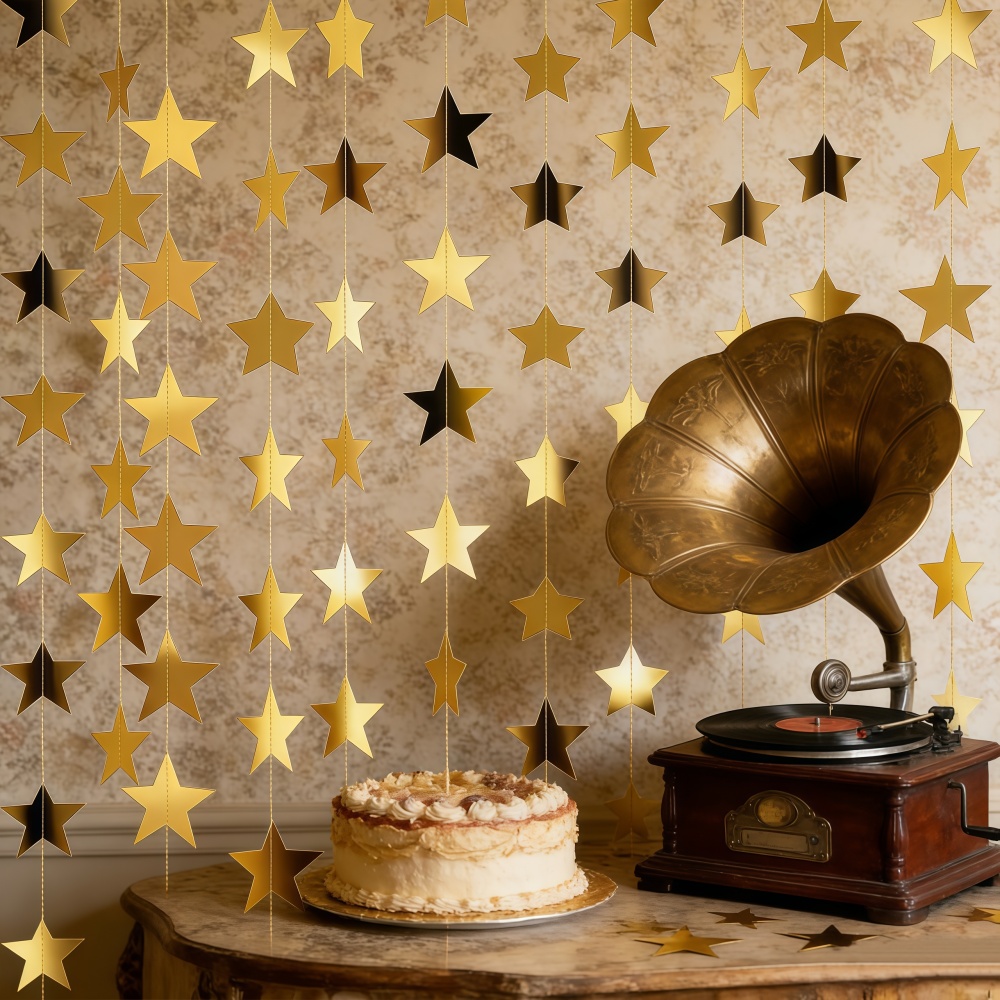 Party Banner Gold - 1pc 4m/157.48inch Gold Silver Five Pointed