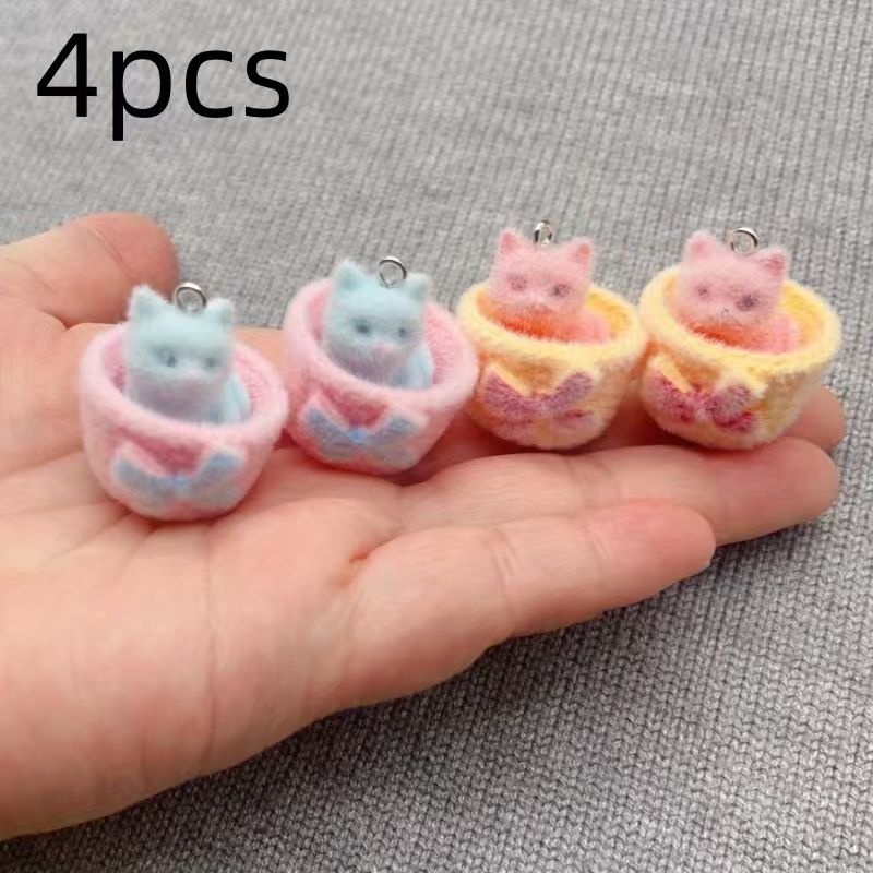 4pcs 3D plush resin cat pendan - Event Party 评论和价格