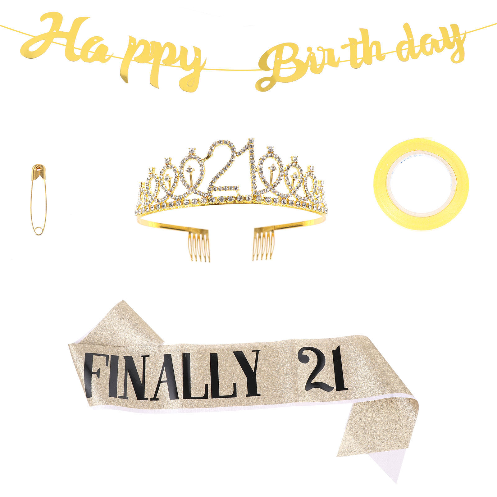 1Set Birthday Crown Sash Banne - Birthday Sash Glitter 评论和价格