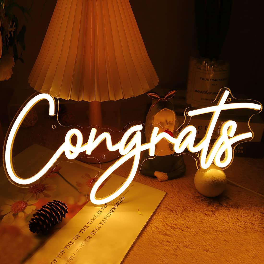 Congrats Neon Sign USB Dimmabl - Neon Sign Party 评论和价格