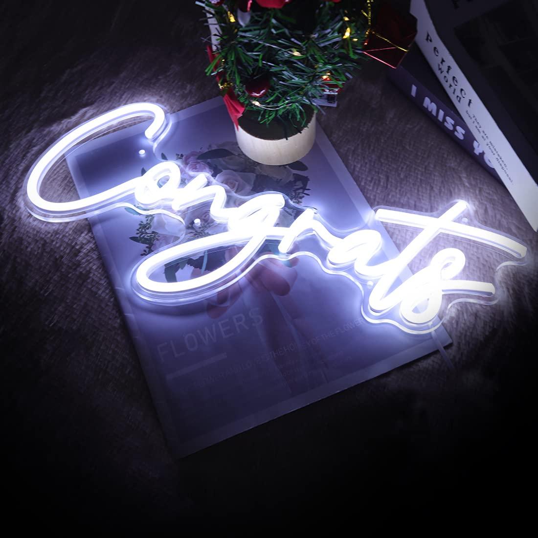 Congrats Neon Sign USB Dimmabl - Neon Sign Party 评论和价格