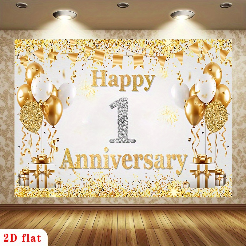 2D Flat Gold White Happy 1st A - Party Banner Gold 评论和价格