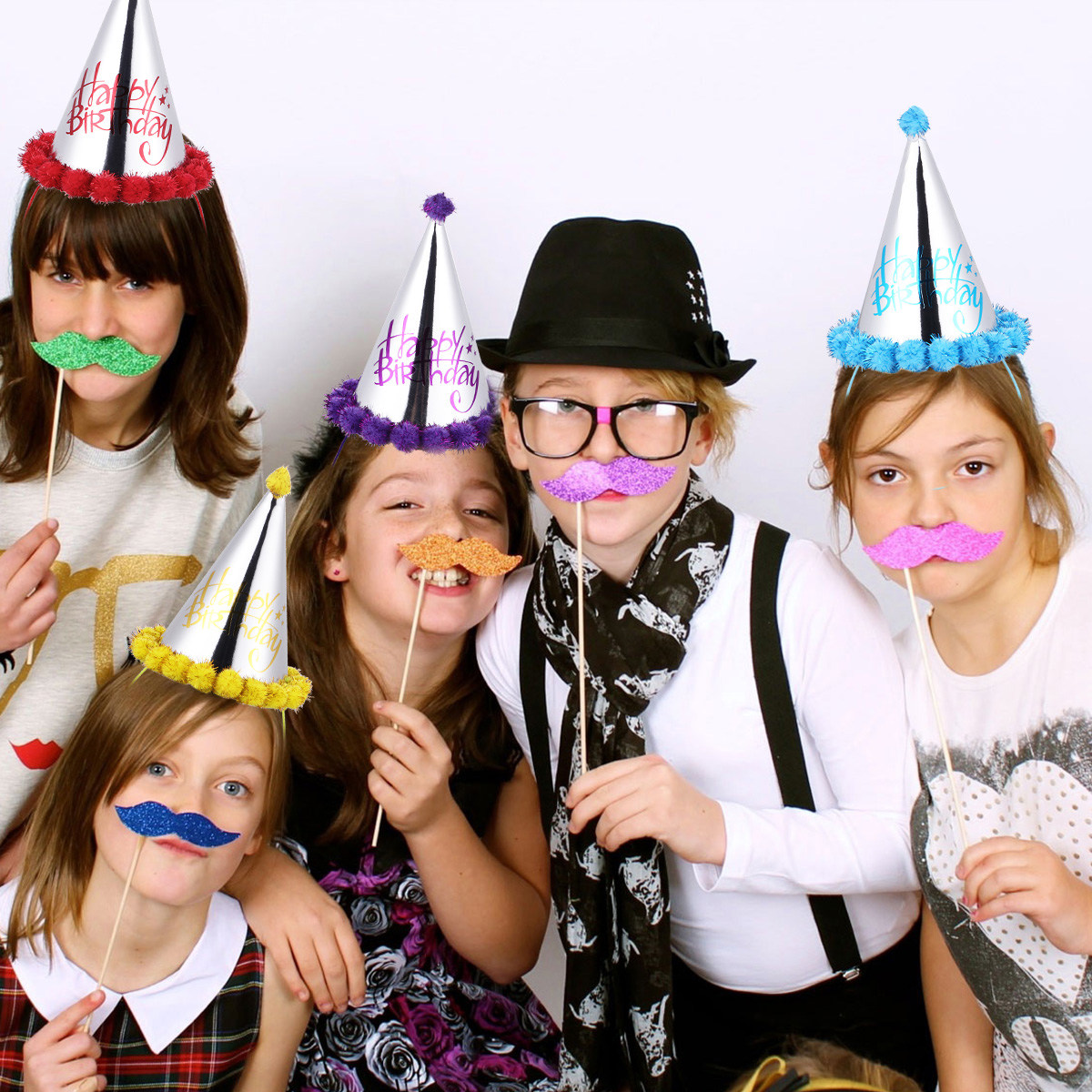 5Pcs Laser Paper Birthday Hats - Party Hat Cone 评论和价格