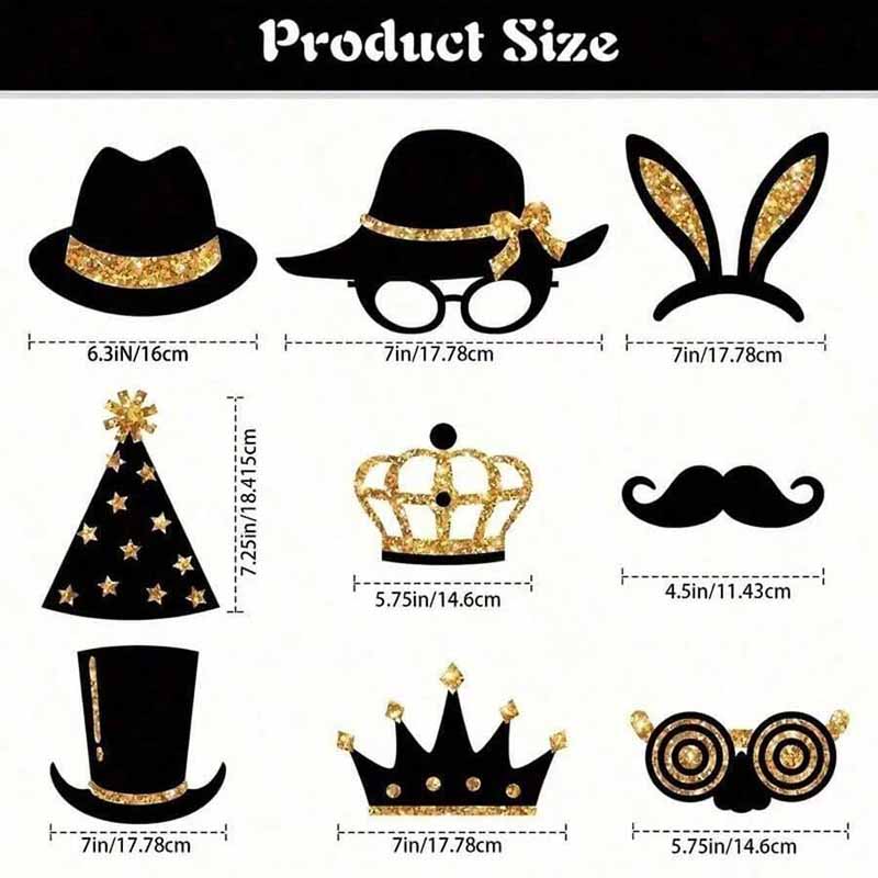 23Pcs Black Golden Paper Party - Photo Booth Frame 评论和价格