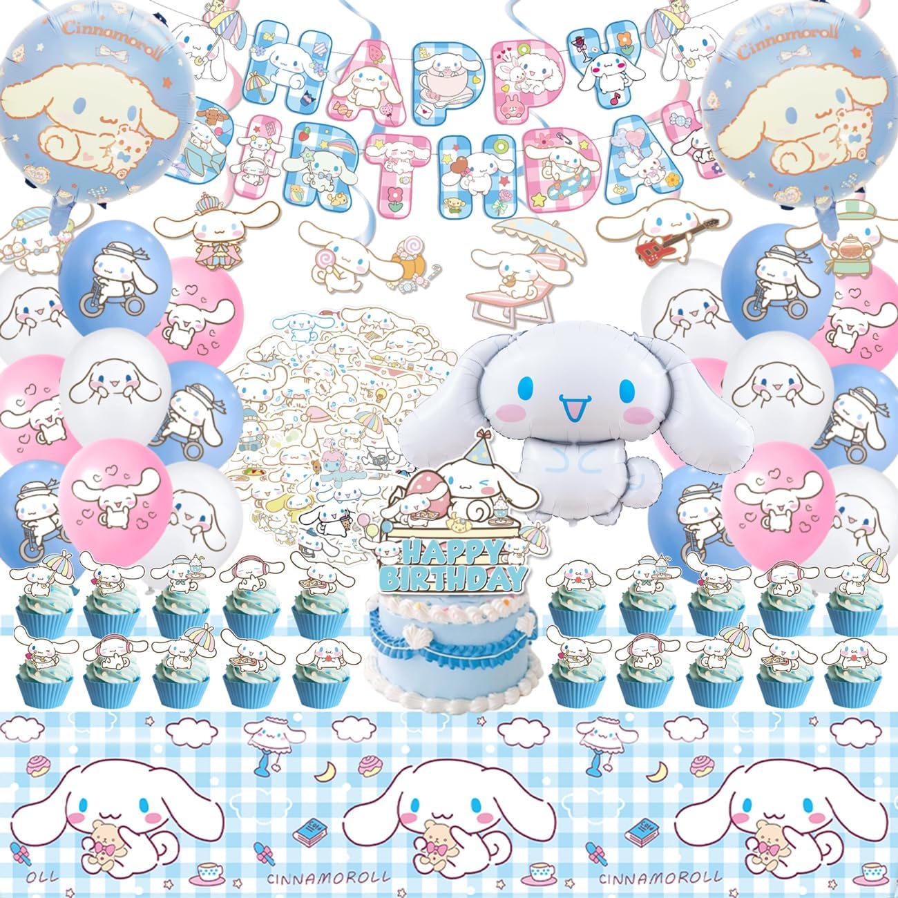 Cartoon Cinnamorolled Birthday - Table Cloth Disposable 评论和价格