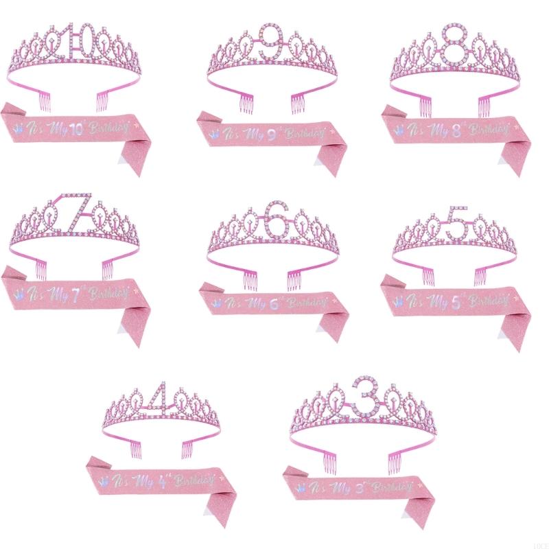 Glittering Pink Birthday Tiara - Birthday Sash Glitter 评论和价格