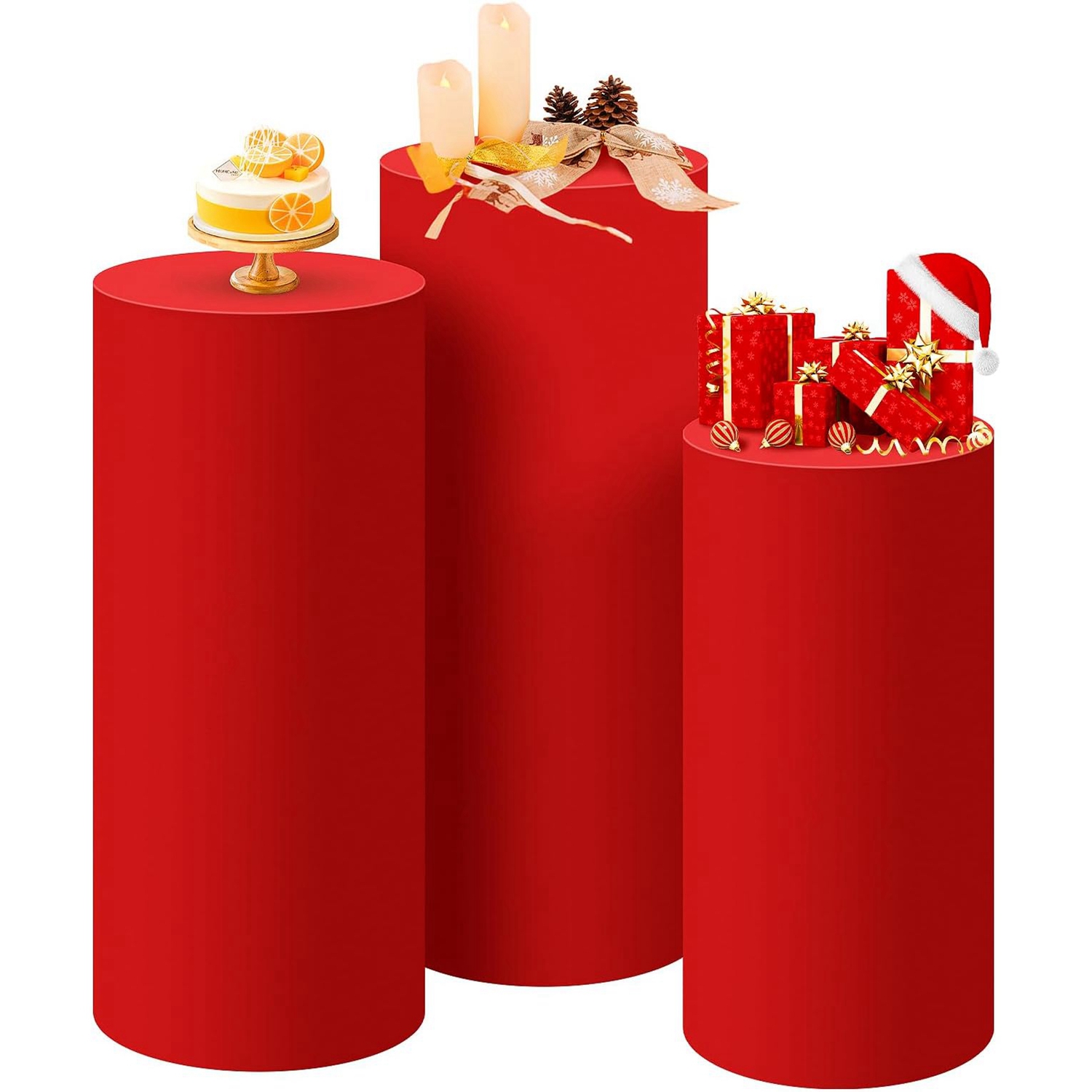Yeele Red Cylinder Stand Cover - Dessert Table Backdrop 评论和价格