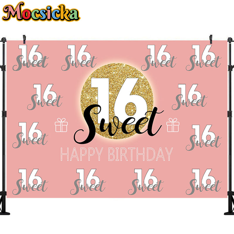Mocsicka Sweet 16 Birthday Bac - Dessert Table Backdrop 评论和价格