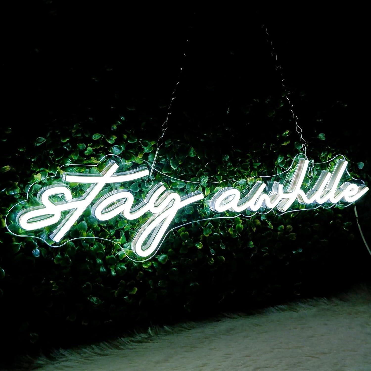 Stay Awhile Neon Signs USB Dim - Neon Sign Party 评论和价格