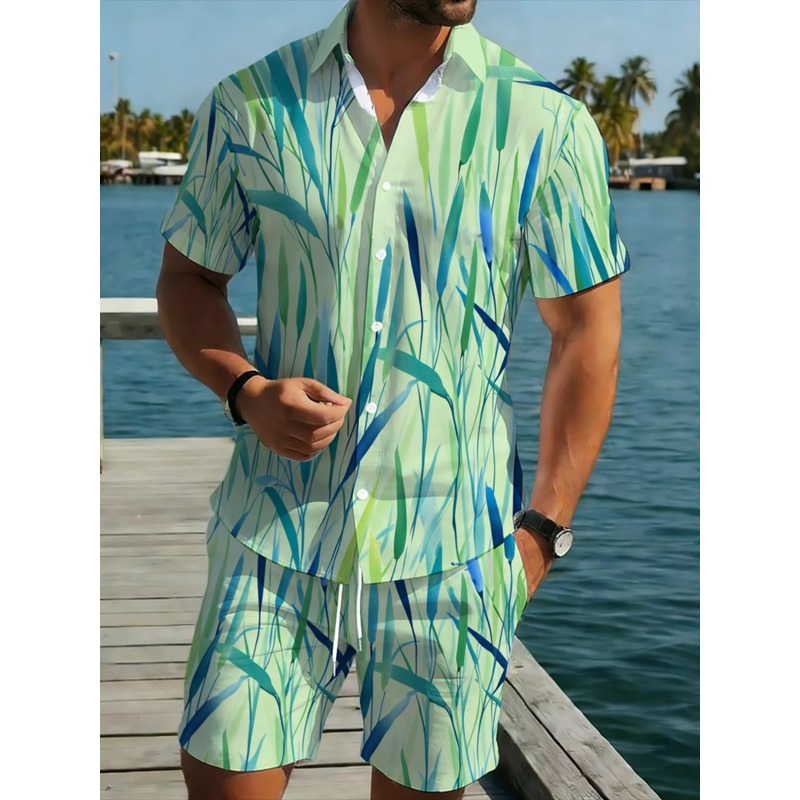 Summer Men's Tropical Print Sh - Event & Party Supply Photos 评论和价格
