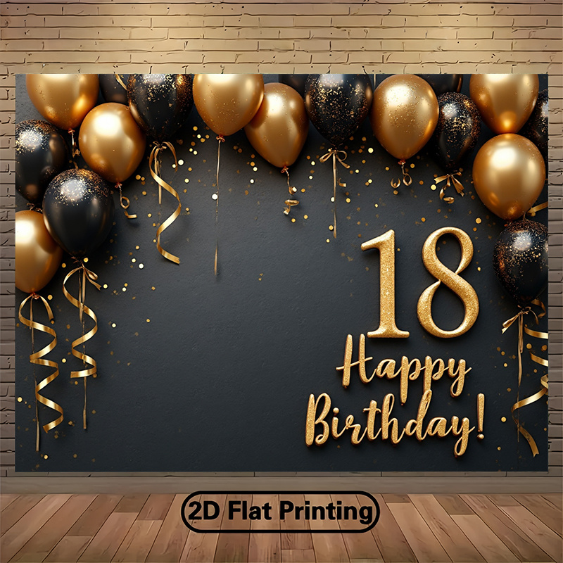 2D 1Pc Black & Gold Balloons B - Party Banner Gold 评论和价格