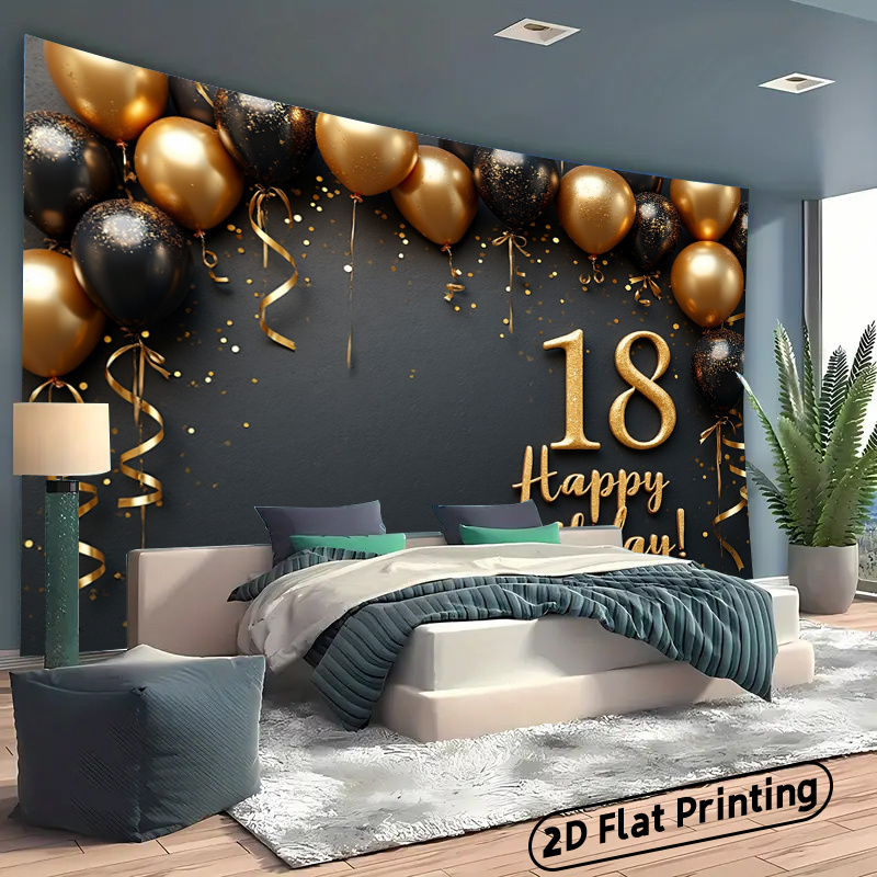 2D 1Pc Black & Gold Balloons B - Party Banner Gold 评论和价格