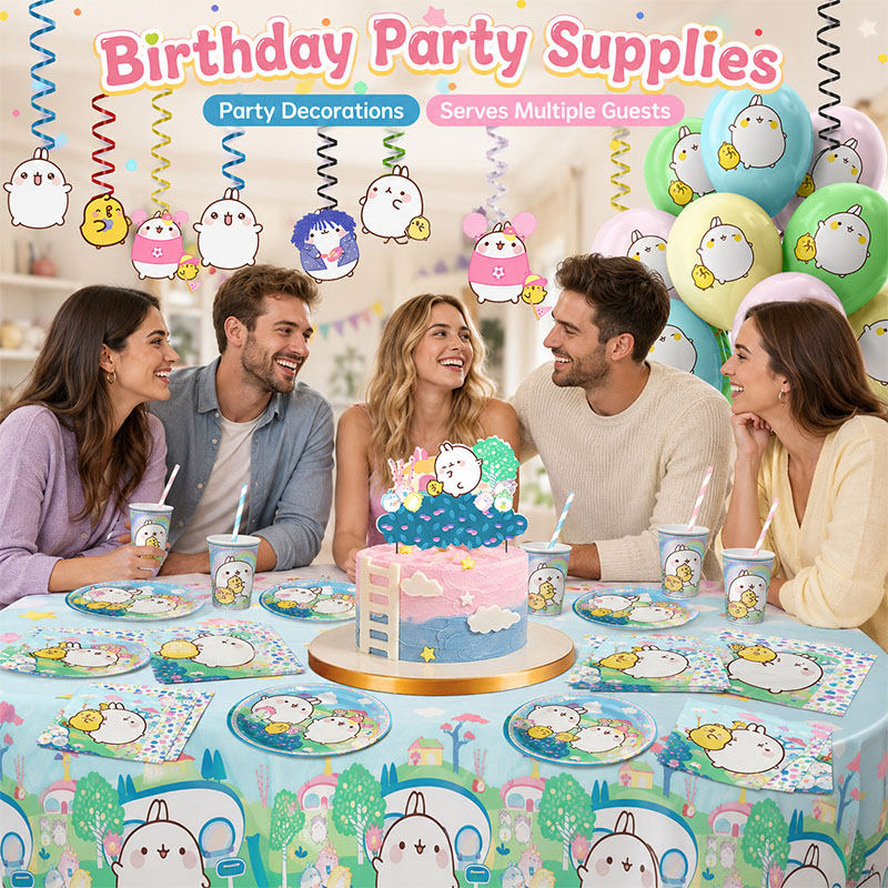 Molang Cartoon Themed Party Su - Paper Straw Color 评论和价格