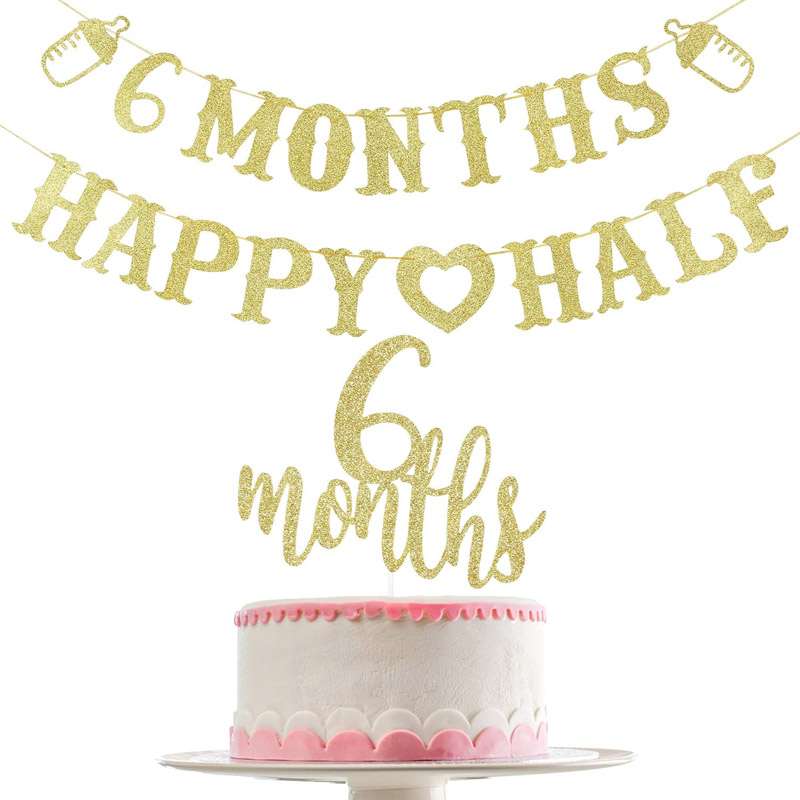 6 Month Banner Happy Half Bann - Party Banner Gold 评论和价格