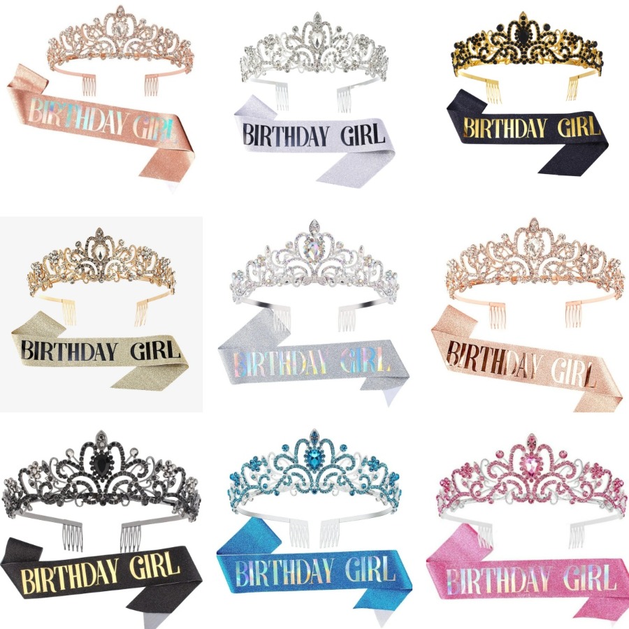 2Pcs Set Rhinestone Crystal Cr - Birthday Sash Glitter 评论和价格