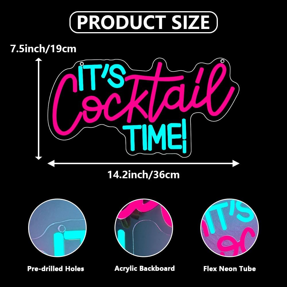 Cocktails Neon Sign USB Powere - Neon Sign Party 评论和价格