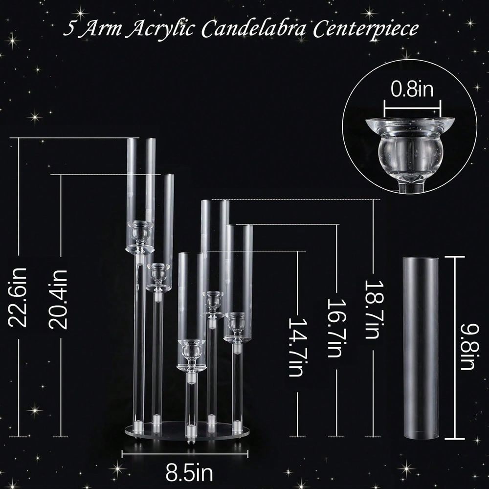 5 Arm Acrylic Candelabra For T - Centerpiece Stick 评论和价格