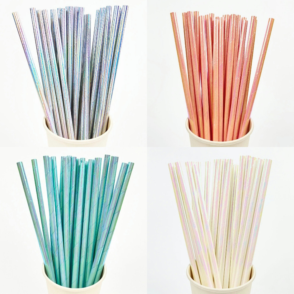25Pcs Pearlescent Bronzing Pap - Paper Straw Color 评论和价格