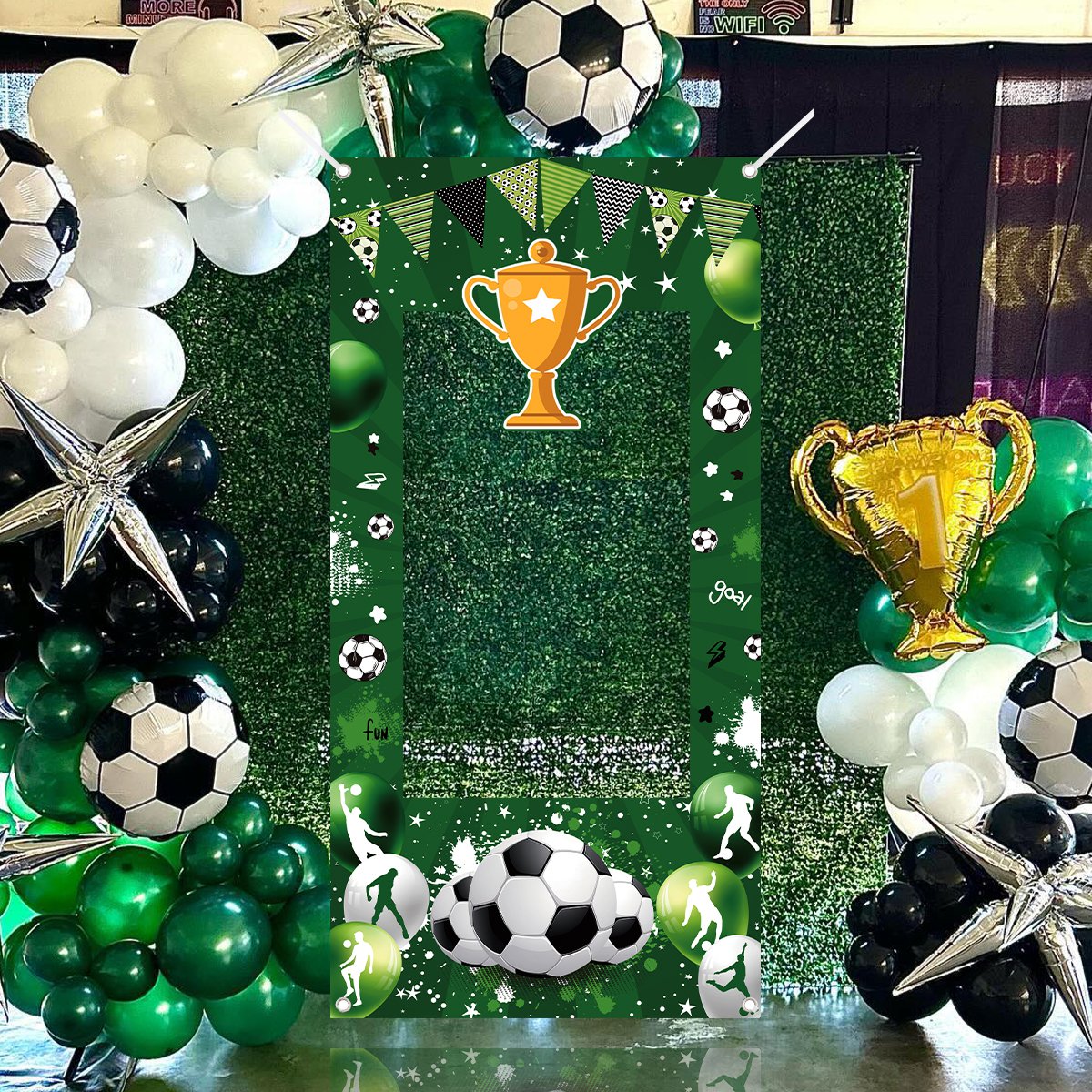 1pc Green Soccer Decorative Ph - Photo Booth Frame 评论和价格