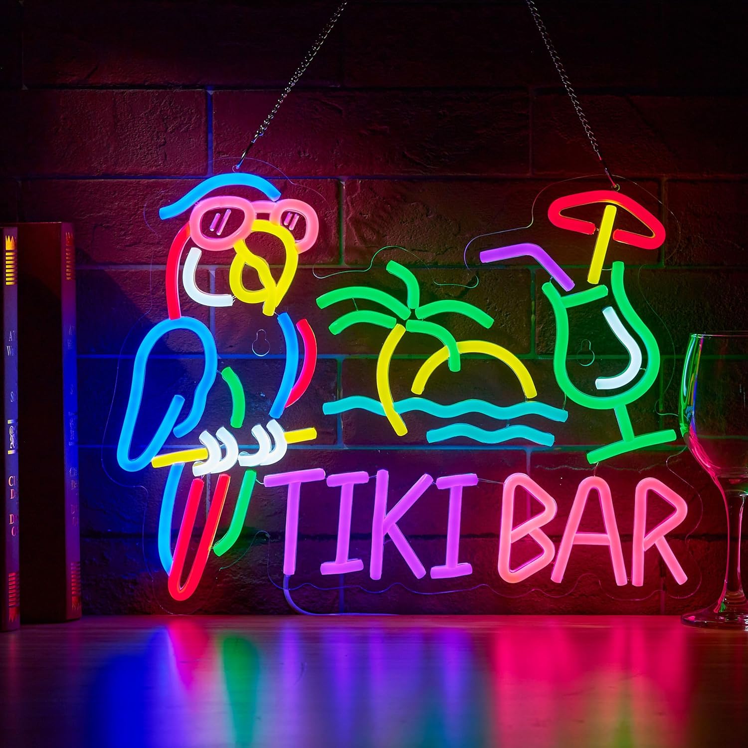Tiki Bar Parrot Palm Tree Neon - Neon Sign Party 评论和价格