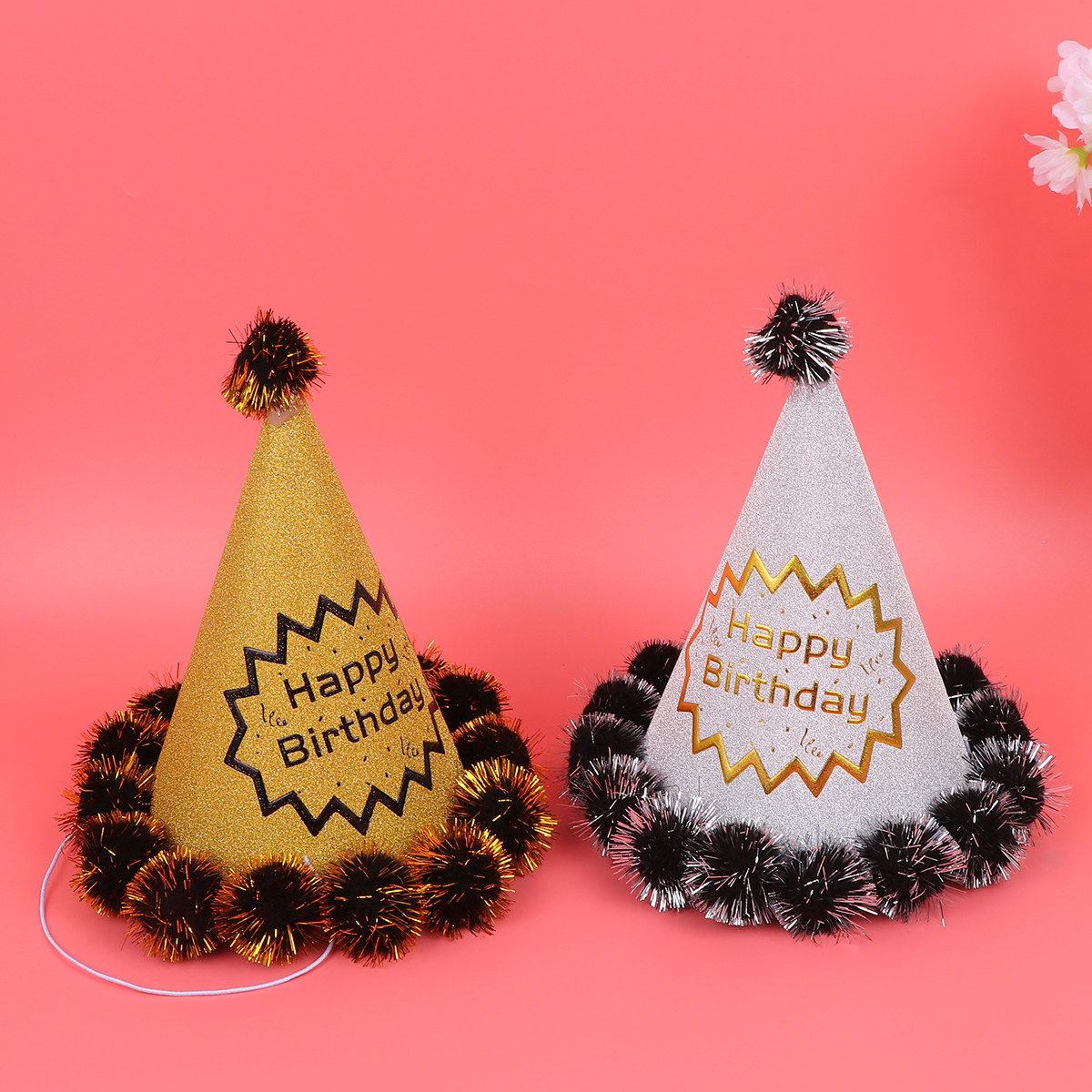 4pcs Glitter Birthday Hats Shi - Party Hat Cone 评论和价格