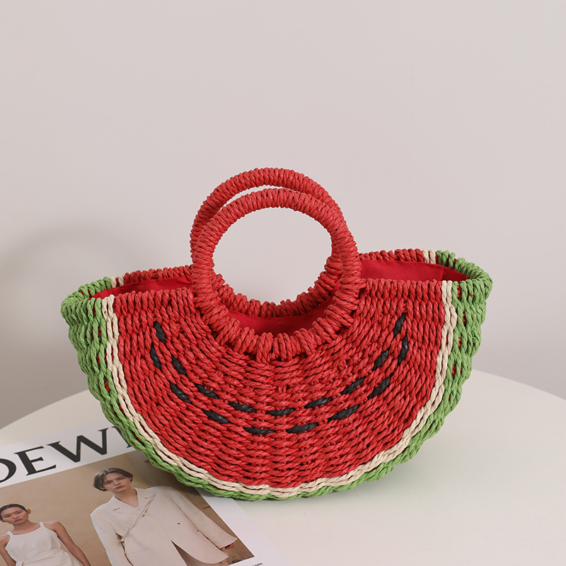 Cute Watermelon Straw Bag Cand - Paper Straw Color 评论和价格