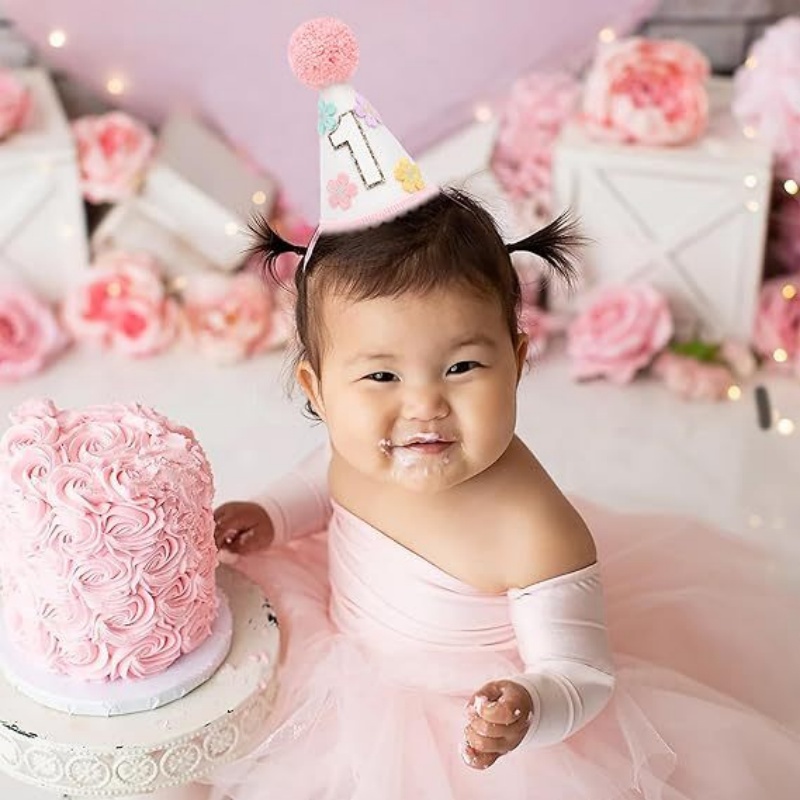 Colorful Flower 1st Half Birth - Party Hat Cone 评论和价格