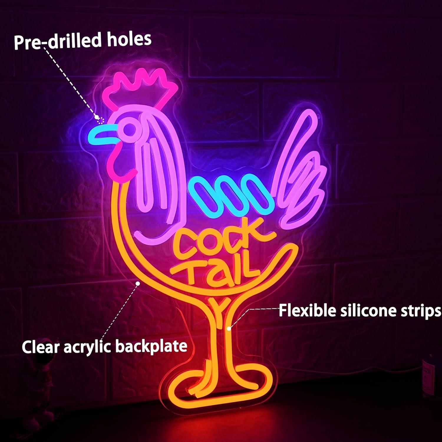 Cocktail Neon Sign USB Dimmabl - Neon Sign Party 评论和价格